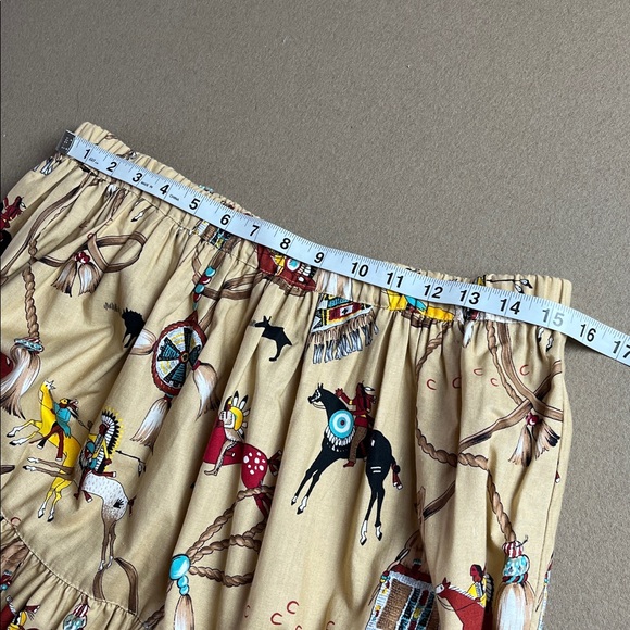 Vintage Tan Native American Theme Broom Skirt -‎ L-XL - Picture 4 of 6